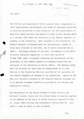 UK note concerning declarations By the Soviet Union and the Federal Republic of Germany about the...