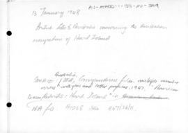 British letter to Australia concerning Australian occupation of Heard Island