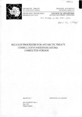 Twenty-first Antarctic Treaty Consultative Meeting (Christchurch) Working paper 1 Revision 1 &quo...