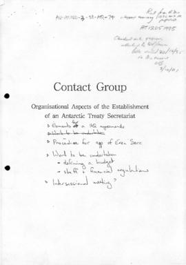 Antarctic Treaty, contact group on the Organizational Aspects of the Establishment of an Antarcti...