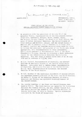 Antarctic Treaty document, "Final report of the second special Antarctic Treaty Consultative...