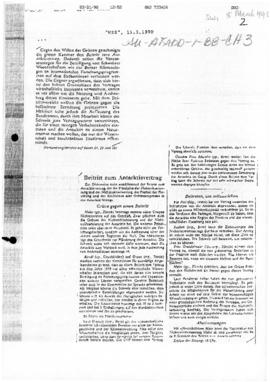 Press article "Beitritt zum Antarktisvertrag" Neue Zürcher Zeitung (NZZ)