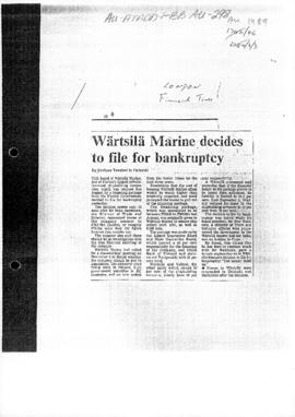 "Wärtsilä Marine decides to file for bankruptcy" Financial Times, London