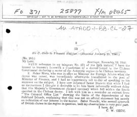 British despatch from Santiago concerning the Chilean decree no. 1,747 of 6 November 1940