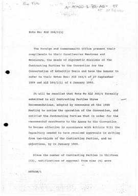 United Kingdom, Foreign and Commonwealth Office, status of the Convention for the Conservation of...