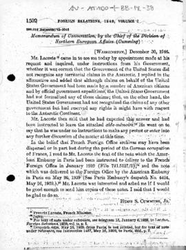 United States' memorandum of conversation concerning the French claim to Adélie Land