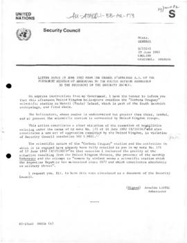 Argentine note to the United Nations Security Council reporting of further British military actio...