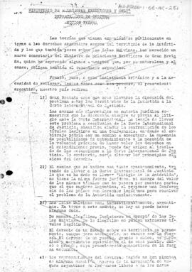 Argentine statement raising objections to the British proposal to submit the dispute over Antarct...