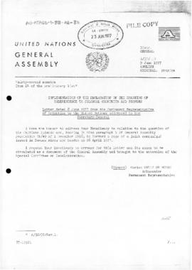 Submissions to the United Nations concerning independence of colonial peoples