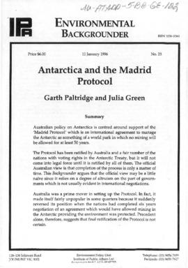 Garth Paltride and Julia Green "Antarctica and the Madrid Protocol" Environmental Backg...