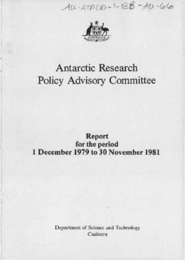 Australia, Department of Science and Technology, The Antarctic Research Policy Advisory Committee...