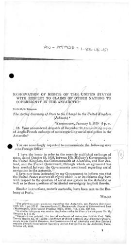 United States note to the United Kingdom reserving United States rights in connection with the Ag...