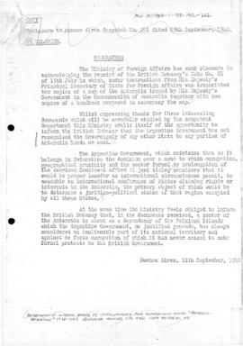 Argentine memorandum of 11 September 1940 to the United Kingdom proposing a conference to determi...