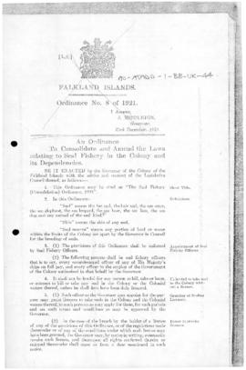 United Kingdom, Seal Fishery (Consolidation) Ordinance, 1921