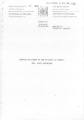 Eleventh Antarctic Treaty Consultative Meeting (Buenos Aires), Working paper 13 "Opening Sta...