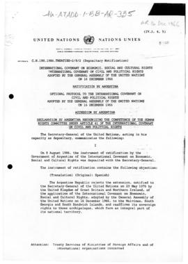 Examples of treaties in which Argentina and the United Kingdom asserts rights to Islas Malvinas/F...