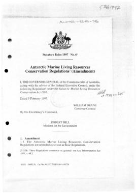 Australia, Antarctic Marine Living Conservation Regulations (Amendment)