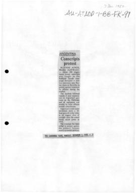 Press articles concerning the Falkland Islands/Malvinas conflict, December 1982-January 1983