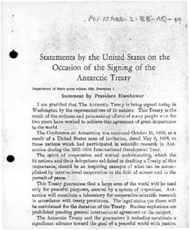 US Department of State, Statement by President Eisenhower on the occasion of the signing of the A...