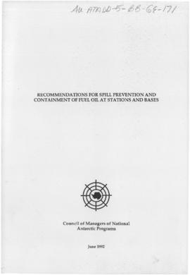 Council of Managers of National Antarctic Programs "Recommendations for spill prevention and...
