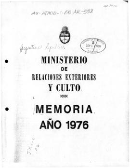 Argentina, Ministry of Foreign Affairs and Worship, Memoria 1976