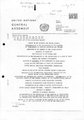 United Nations General Assembly, 31st session, report of a Non-Aligned Movement political declara...