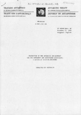 Eleventh Special Antarctic Treaty Consultative Meeting, information papers (XI ATSCM/INFO 40, 41,...