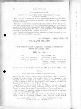 Falkland Islands (Legislative Council) (Amendment) Order in Council, no 1946 of 1951