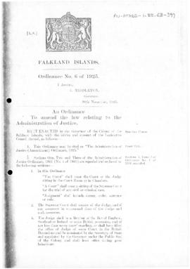 Falklands Islands, Administration of Justice (Amendment) Ordinance, no 6 of 1925