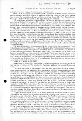 NZ Parliamentary debates concerning an exclusive economic zone around the Ross Dependency