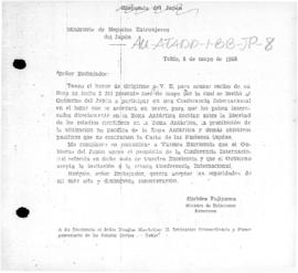 Japanese note accepting the US invitation to an international conference on Antarctica, noted by ...