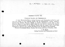 British Commission for Sir Hubert Wilkins to claim territory between the Falkland Islands Depende...