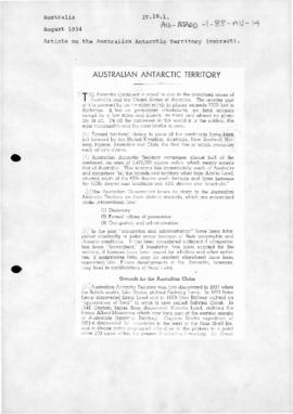 Press article on the Australian Antarctic Territory (extract)