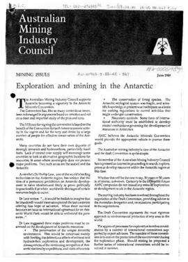 Australian Mining Industry Council "Exploration and mining in the Antarctic" Mining issues