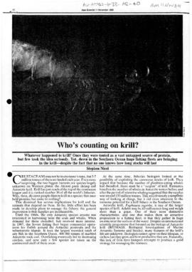 Press article "Who's counting on krill?" New Scientist