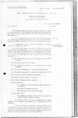 Falkland Islands, Whaling (Amendment) Regulations, no 3 of 1958