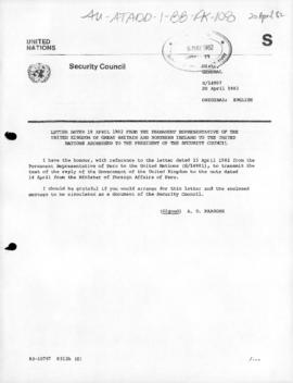 United Nations Security Council and General concerning the Falklands/Malvinas dispute, April-May ...