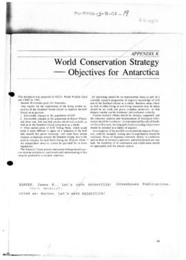 World Conservation Strategy - Objectives for Antarctica