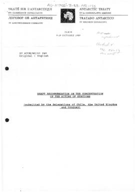 Fifteenth Antarctic Treaty Consultative Meeting, Paris, Working paper 61 "Draft recommendati...