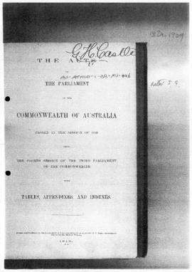Australia, Seat of Government Acceptance Act 1909