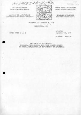 Tenth Antarctic Treaty Consultative Meeting (Washington), Working paper 20 "The report of th...