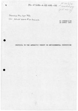 Eleventh Special Antarctic Treaty Consultative Meeting, second session (Madrid), working paper. X...