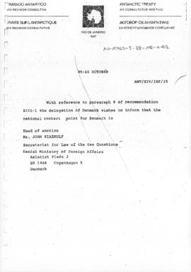Fourteenth Antarctic Treaty Consultative Meeting (Rio de Janiero) Information paper 35 (ANT/XIV/I...