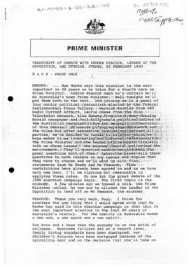Australia, Prime Minister Bob Hawke, transcript of debate with Andrew Peacock, Leader of the Oppo...
