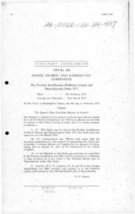 United Kingdom, Nuclear Installations (Falkland Islands and Dependencies) Order 1972
