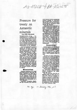 Press articles concerning Antarctic minerals negotiations