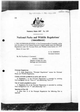 Australia, Statutory Rules 1987, National Parks and Wildlife Regulations (Amendment)