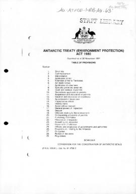 Australia Statute Law, Antarctic Treaty (Environment Protection) Act 1980