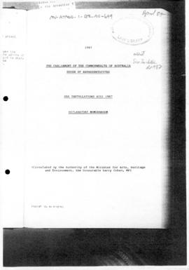 Australia, Sea Installations Bill 1987, Explanatory Memorandum