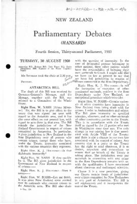 NZ Parliamentary Debates, Statement by Prime Minister on Antarctic Bill